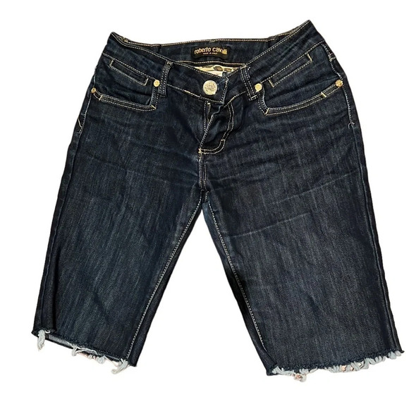 Roberto Cavalli  Made in Italy Denim shorts Fringe Detail Sz 30/34 - Picture 3 of 17